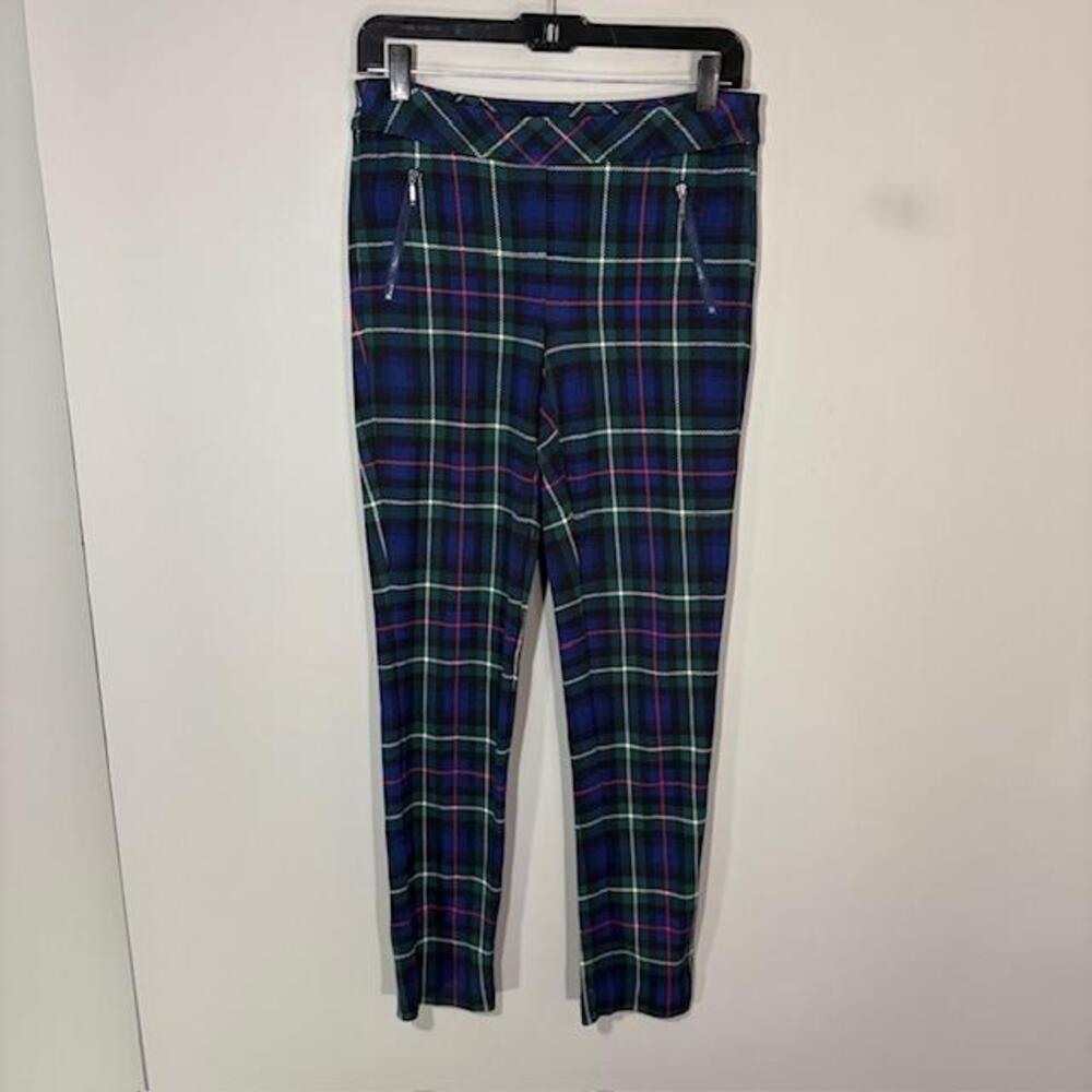 J. McLaughlin Pants Womens 0 Multicolor Plaid Ponte Skinny Pull On Stretch